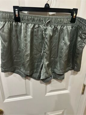 Auden Satin Drawstring Lounge pajama set in Sage Green